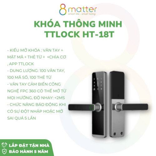Khóa Thông Minh Vân Tay TTLOCK HT-18T