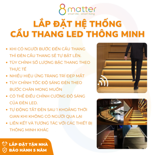 cầu thang led thông minh