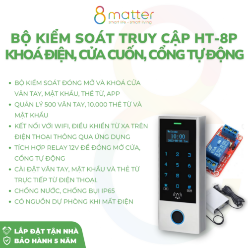Bộ kiểm soát truy cập Access Control HT-8P đóng mở từ xa khoá điện, điện từ, cửa cuốn, cổng tự động