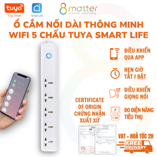 Ổ Cắm Wifi 4 CHẤU + 2 USB A - SP-UV-01 - TUYA SMART LIFE