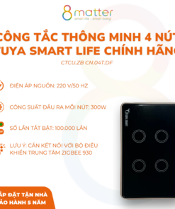 Công Tắc Thông Minh Tuya Smart Life Chính Hãng 4 Nút Chữ Nhật