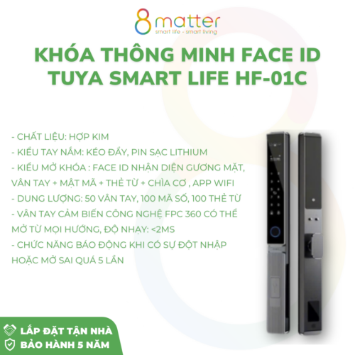 Khoá thông minh FACE ID Tuya Smart Life HF-01C