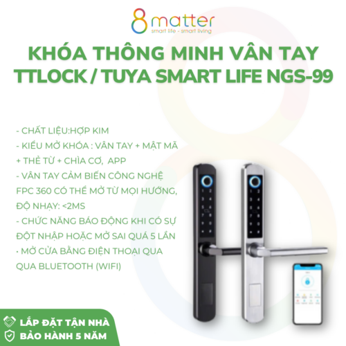 Khoá thông minh vân tay TTLock / Tuya Smart Life HT-NGS99
