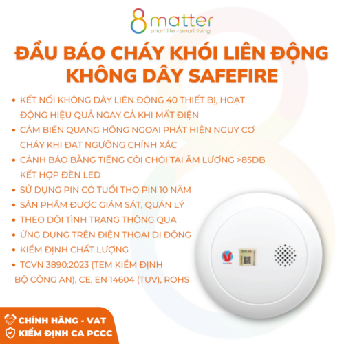 Đầu báo khói liên động không dây SafeFire HM2SA-1W