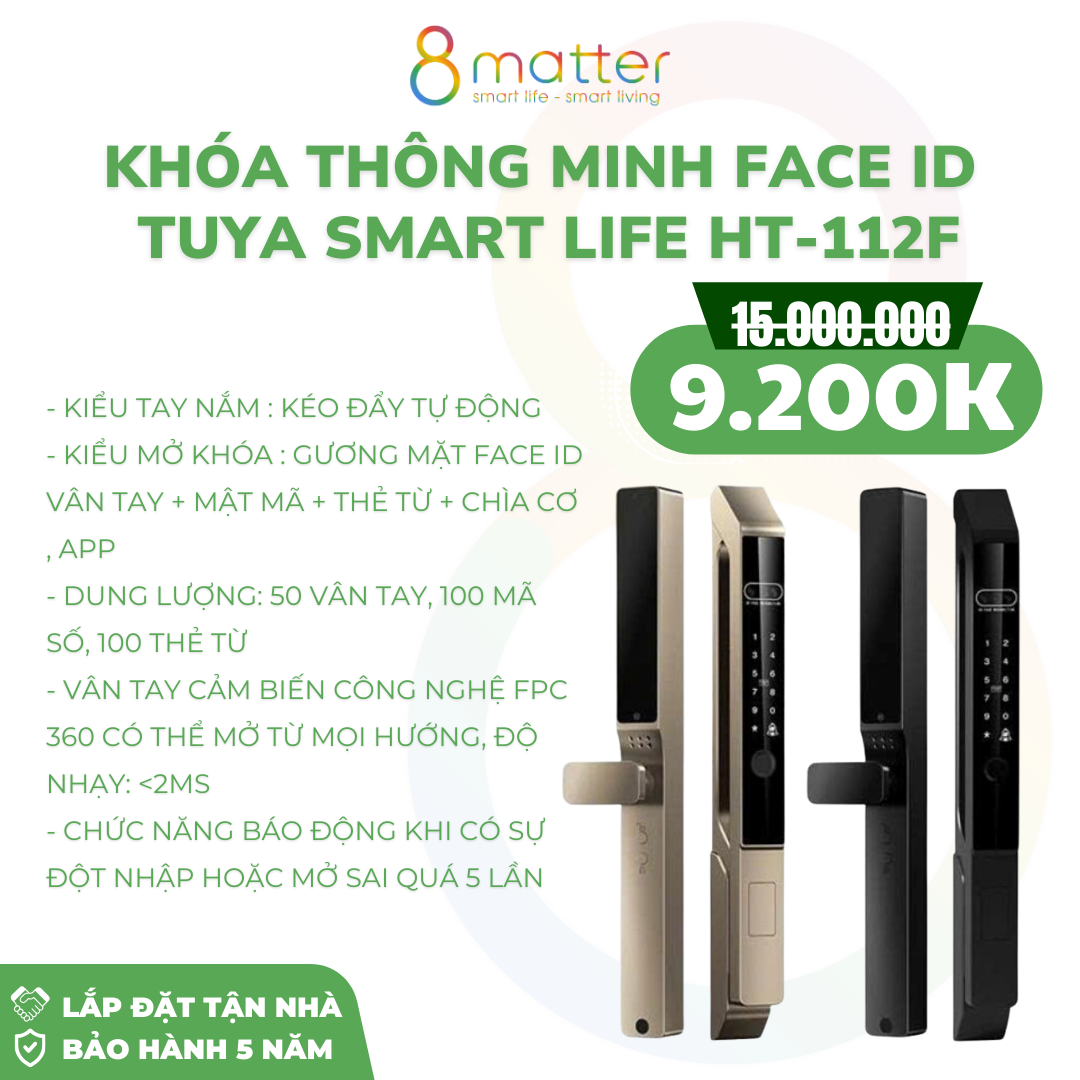 khoá thông minh KHÓA THÔNG MINH FACE ID TUYA SMART LIFE HT-112F
