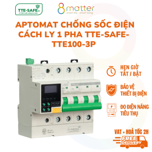 Aptomat thiết bị chống sốc điện cách ly 3 pha TTE100-3P-SAFE ( Bảo Hành 12 Tháng)