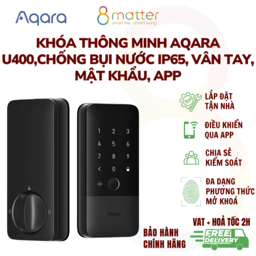 Khóa Thông Minh Aqara U400 KIT UWB - Tự Động Mở Khóa Khi Đến Gần, Vân Tay, Mật Khẩu, App - Bảo Hành Chính Hãng