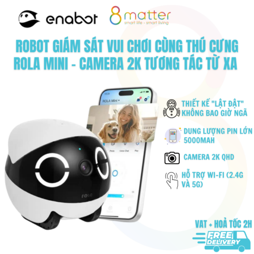 Robot Giám Sát & Tương Tác Thông Minh ROLA Mini - Camera 2K QHD, Kết Nối 2 Chiều, Pin Khủng 25 Ngày