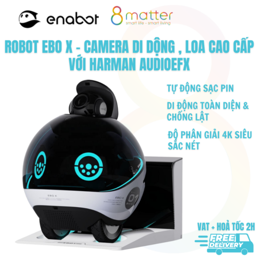 Robot  Enabot Camera EBO X  di động, tích hợp Alexa, điều hướng V-SLAM, camera 4K sắc nét, loa Harman AudioEFX